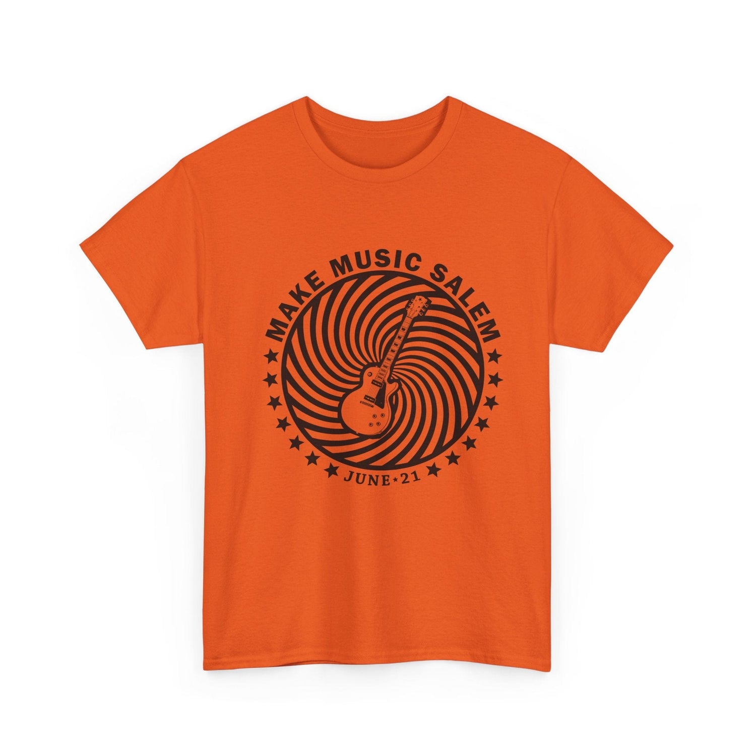 Make Music Salem Spiral Guitar T-Shirt T-Shirt Printify - RiverCity Rockstar Academy Music Store, Salem Keizer Oregon