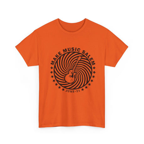 Make Music Salem Spiral Guitar T-Shirt T-Shirt Printify - RiverCity Rockstar Academy Music Store, Salem Keizer Oregon