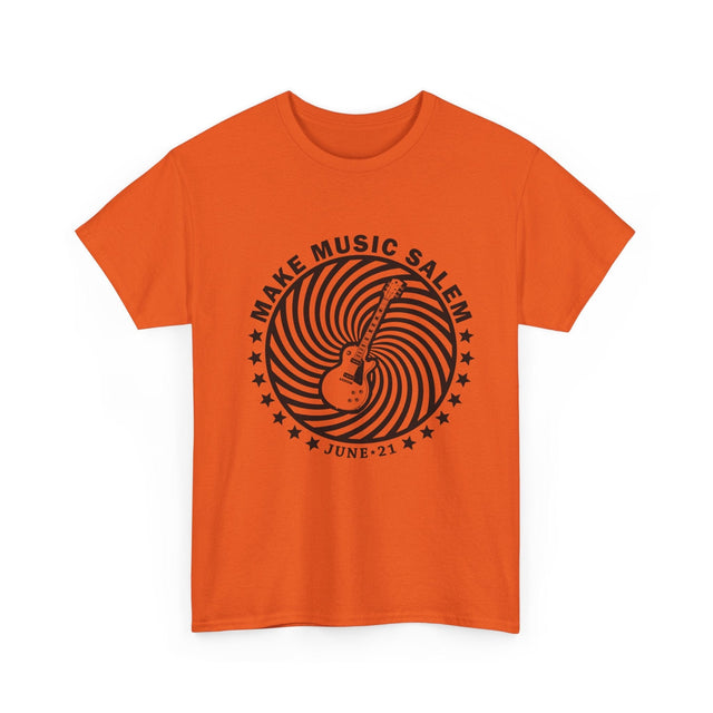 Make Music Salem Spiral Guitar T-Shirt T-Shirt Printify - RiverCity Rockstar Academy Music Store, Salem Keizer Oregon