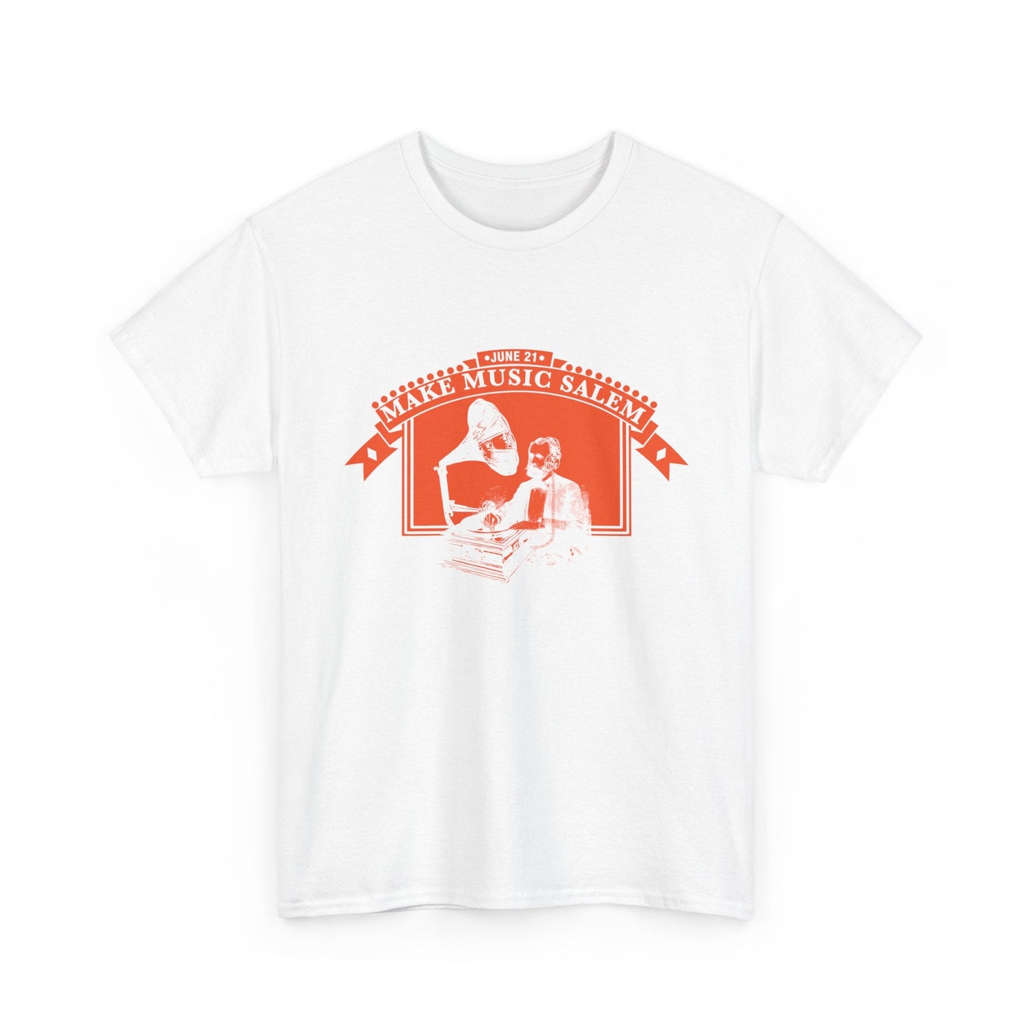 Make Music Day Salem Turntable Orange Logo T-Shirt T-Shirt Printify - RiverCity Rockstar Academy Music Store, Salem Keizer Oregon