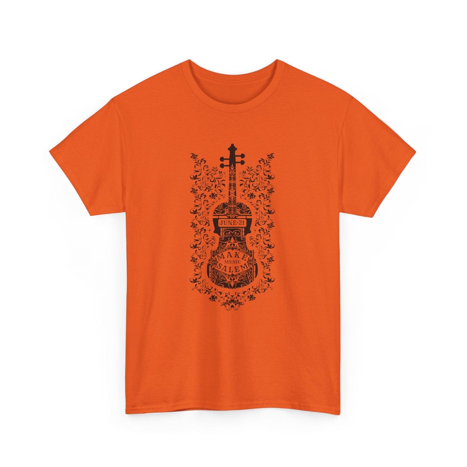 Make Music Day Salem Floral Violin Black Logo T-Shirt T-Shirt Printify - RiverCity Rockstar Academy Music Store, Salem Keizer Oregon