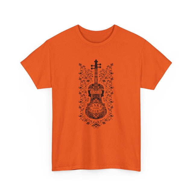 Make Music Day Salem Floral Violin Black Logo T-Shirt T-Shirt Printify - RiverCity Rockstar Academy Music Store, Salem Keizer Oregon