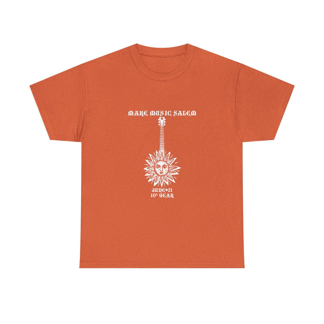 Make Music Day Salem Sun Guitar White Logo T-Shirt T-Shirt Printify - RiverCity Rockstar Academy Music Store, Salem Keizer Oregon