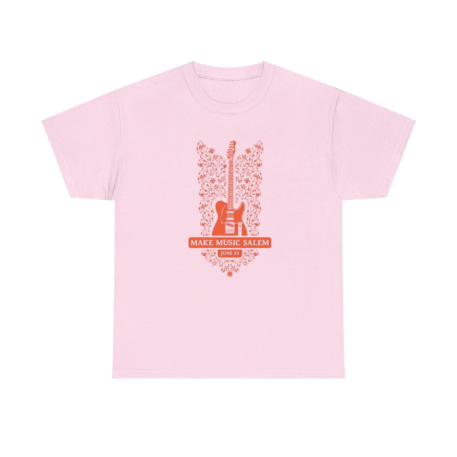 Make Music Salem Floral Guitar T-Shirt T-Shirt Printify - RiverCity Rockstar Academy Music Store, Salem Keizer Oregon
