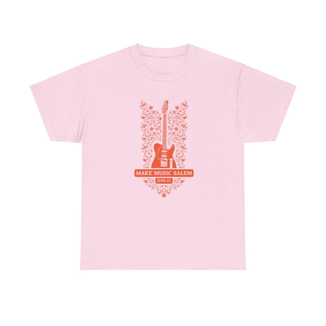 Make Music Salem Floral Guitar T-Shirt T-Shirt Printify - RiverCity Rockstar Academy Music Store, Salem Keizer Oregon