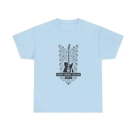 Make Music Day Salem Floral Guitar Black Logo T-Shirt T-Shirt Printify - RiverCity Rockstar Academy Music Store, Salem Keizer Oregon