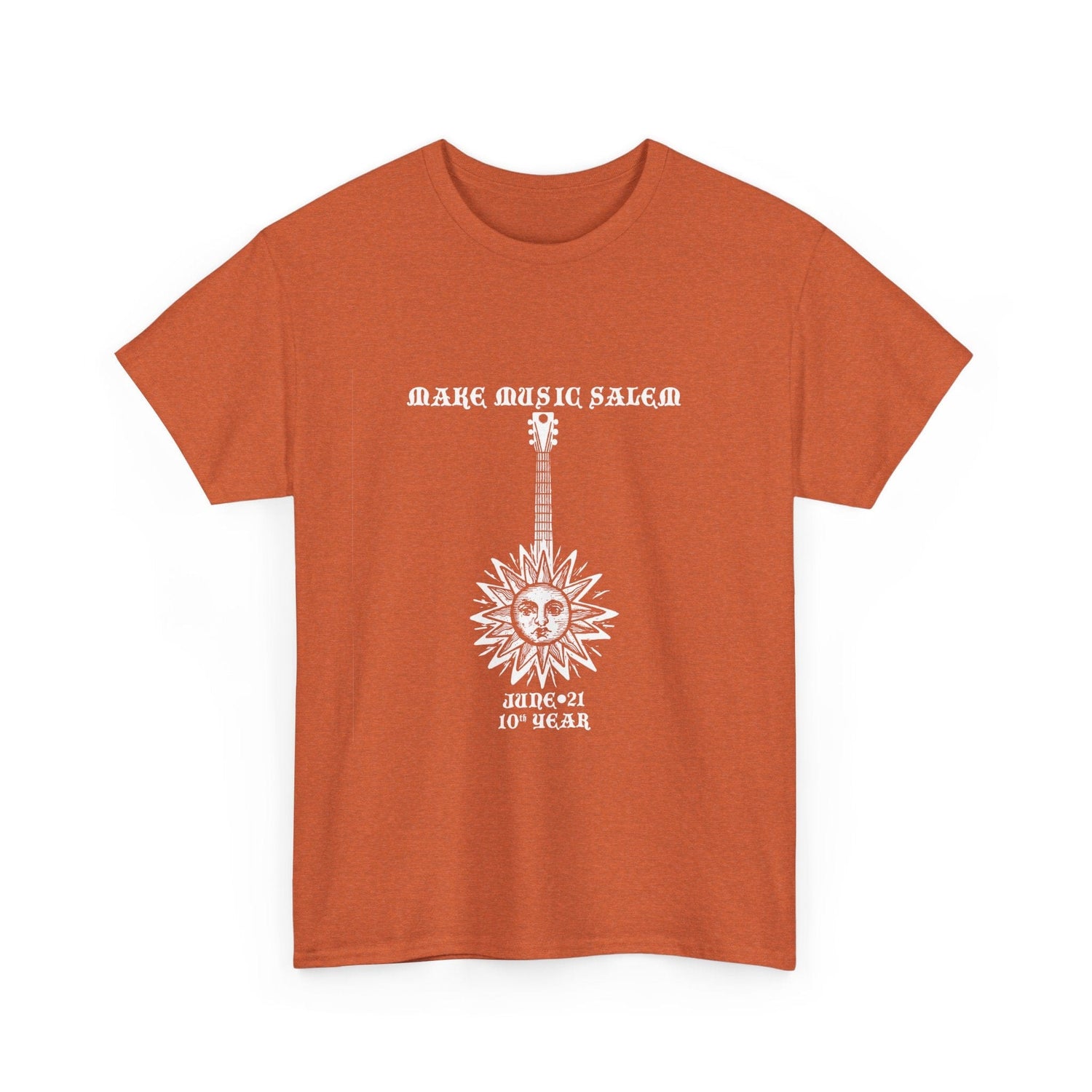 Make Music Day Salem Sun Guitar White Logo T-Shirt T-Shirt Printify - RiverCity Rockstar Academy Music Store, Salem Keizer Oregon