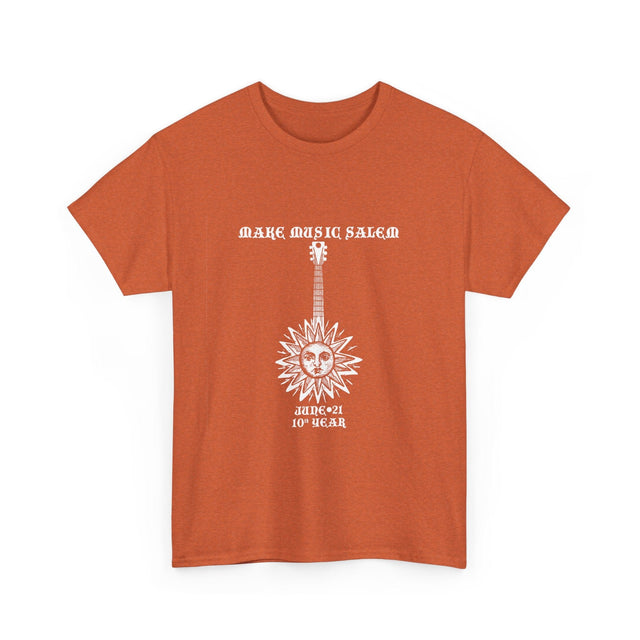 Make Music Day Salem Sun Guitar White Logo T-Shirt T-Shirt Printify - RiverCity Rockstar Academy Music Store, Salem Keizer Oregon
