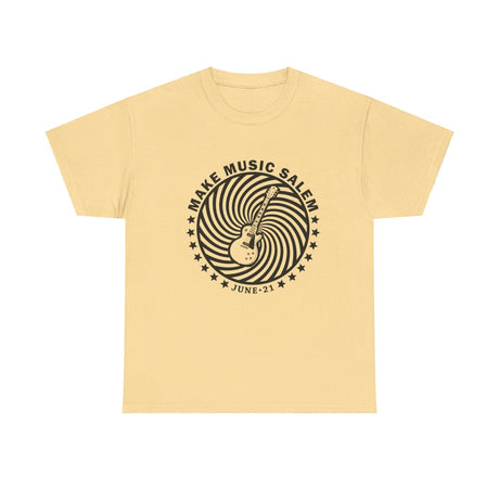 Make Music Salem Spiral Guitar T-Shirt T-Shirt Printify - RiverCity Rockstar Academy Music Store, Salem Keizer Oregon