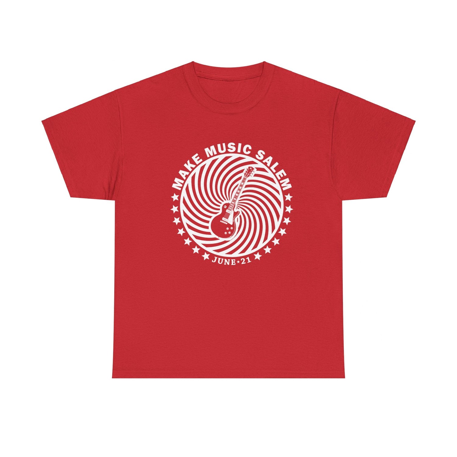 Make Music Salem Guitar Spiral T-Shirt T-Shirt Printify - RiverCity Rockstar Academy Music Store, Salem Keizer Oregon