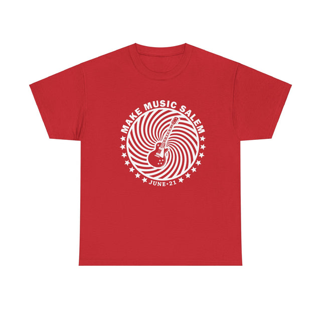 Make Music Salem Guitar Spiral T-Shirt T-Shirt Printify - RiverCity Rockstar Academy Music Store, Salem Keizer Oregon
