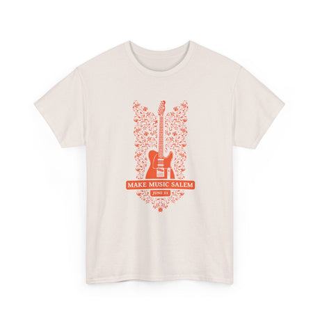 Make Music Salem Floral Guitar T-Shirt T-Shirt Printify - RiverCity Rockstar Academy Music Store, Salem Keizer Oregon