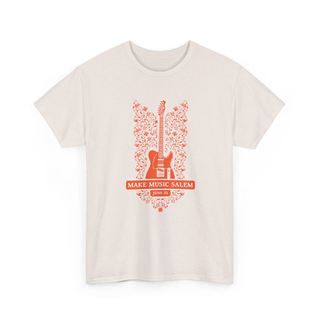 Make Music Salem Floral Guitar T-Shirt T-Shirt Printify - RiverCity Rockstar Academy Music Store, Salem Keizer Oregon