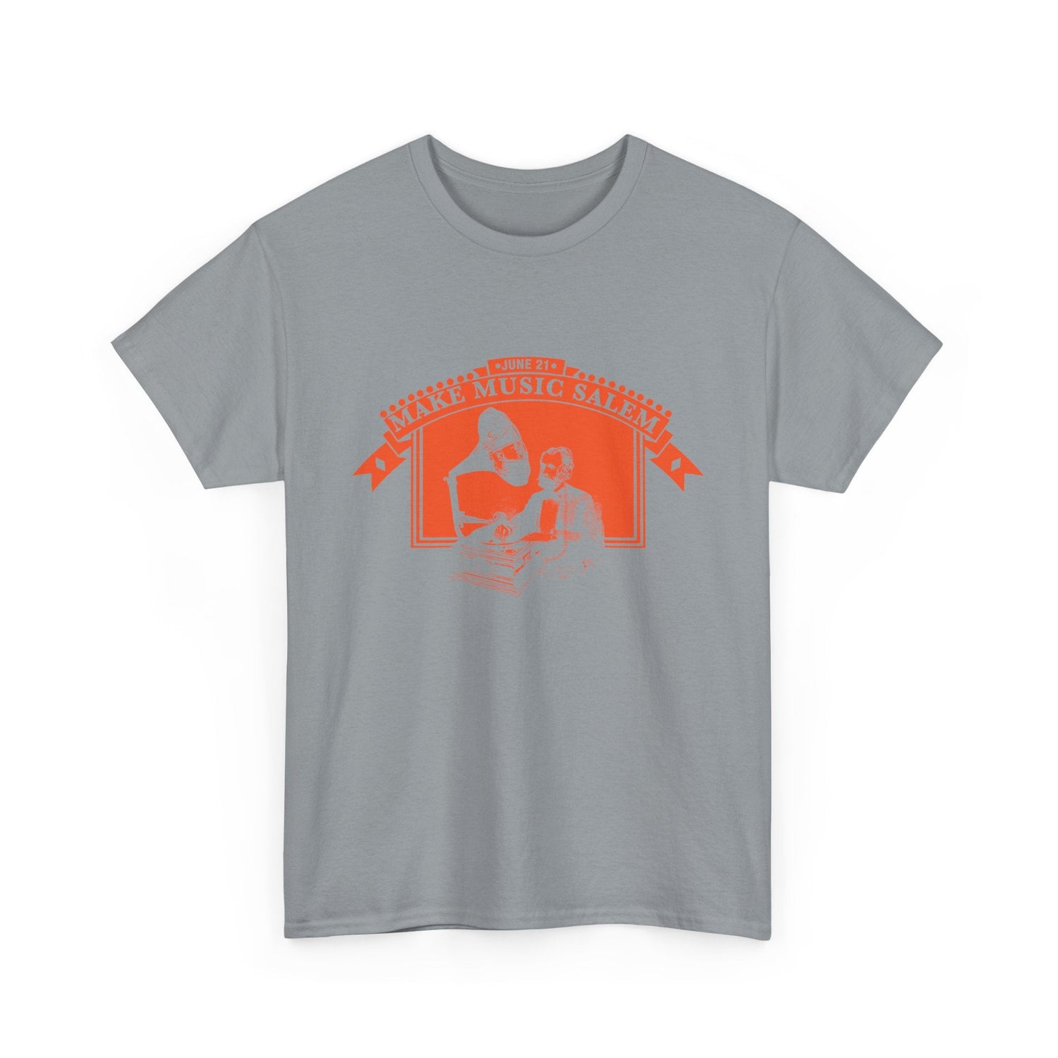 Make Music Day Salem Turntable Orange Logo T-Shirt T-Shirt Printify - RiverCity Rockstar Academy Music Store, Salem Keizer Oregon