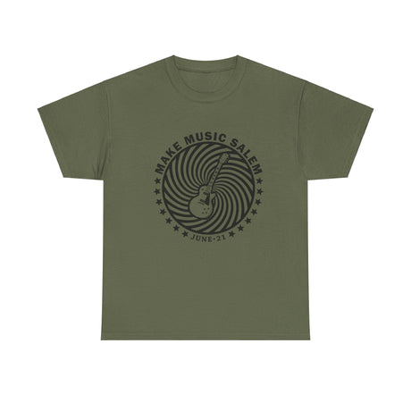 Make Music Salem Spiral Guitar T-Shirt T-Shirt Printify - RiverCity Rockstar Academy Music Store, Salem Keizer Oregon