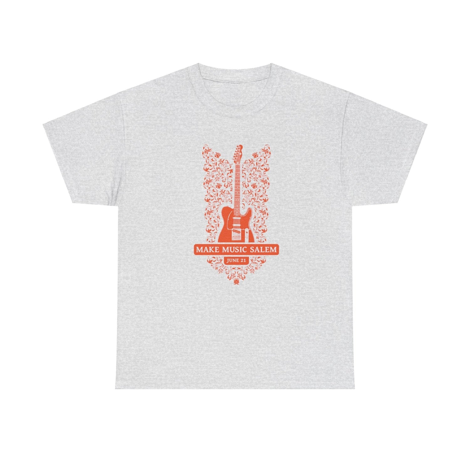 Make Music Salem Floral Guitar T-Shirt T-Shirt Printify - RiverCity Rockstar Academy Music Store, Salem Keizer Oregon