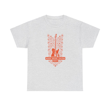 Make Music Salem Floral Guitar T-Shirt T-Shirt Printify - RiverCity Rockstar Academy Music Store, Salem Keizer Oregon