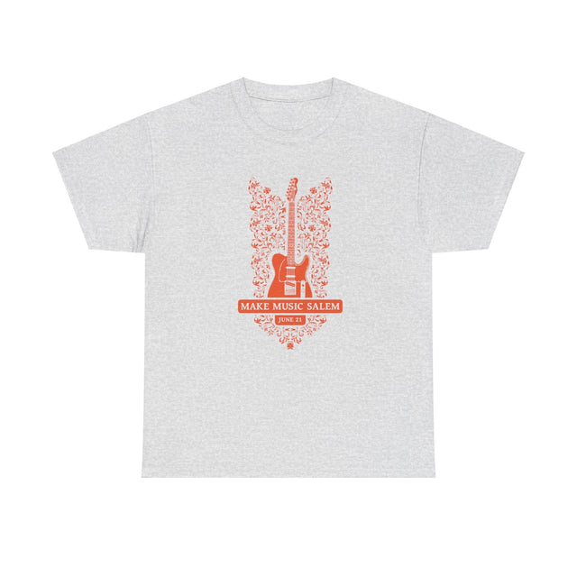 Make Music Salem Floral Guitar T-Shirt T-Shirt Printify - RiverCity Rockstar Academy Music Store, Salem Keizer Oregon