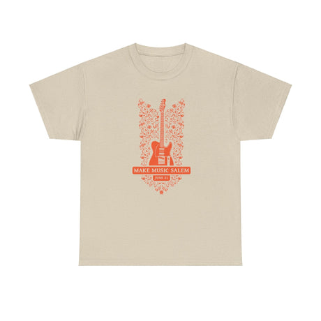 Make Music Salem Floral Guitar T-Shirt T-Shirt Printify - RiverCity Rockstar Academy Music Store, Salem Keizer Oregon