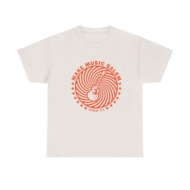 Make Music Day Salem Spiral Guitar Orange Logo T-Shirt T-Shirt Printify - RiverCity Rockstar Academy Music Store, Salem Keizer Oregon