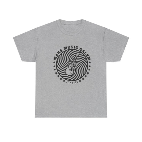 Make Music Salem Spiral Guitar T-Shirt T-Shirt Printify - RiverCity Rockstar Academy Music Store, Salem Keizer Oregon