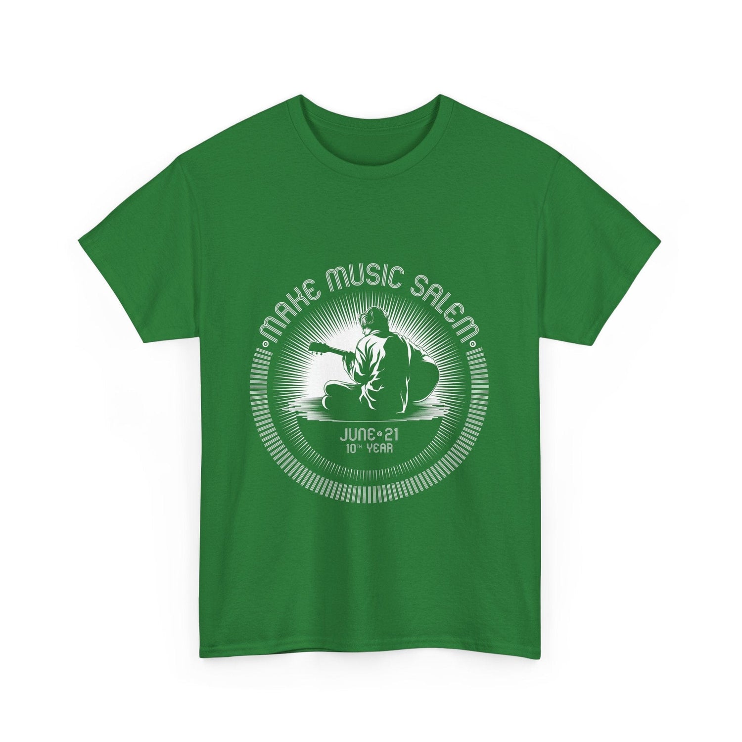 Make Music Day Salem Guitar Guy White Logo T-Shirt T-Shirt Printify - RiverCity Rockstar Academy Music Store, Salem Keizer Oregon