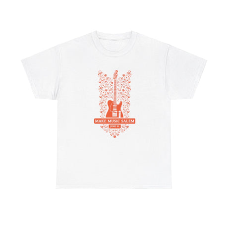 Make Music Salem Floral Guitar T-Shirt T-Shirt Printify - RiverCity Rockstar Academy Music Store, Salem Keizer Oregon