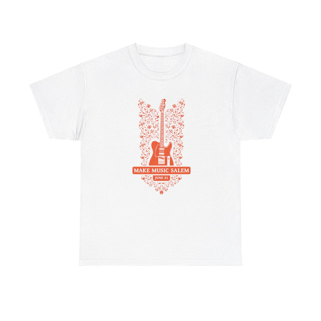 Make Music Salem Floral Guitar T-Shirt T-Shirt Printify - RiverCity Rockstar Academy Music Store, Salem Keizer Oregon