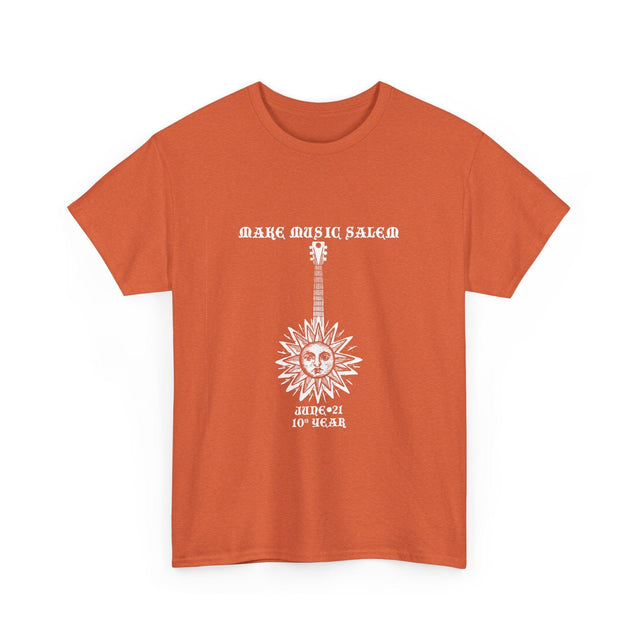 Make Music Day Salem Sun Guitar White Logo T-Shirt T-Shirt Printify - RiverCity Rockstar Academy Music Store, Salem Keizer Oregon
