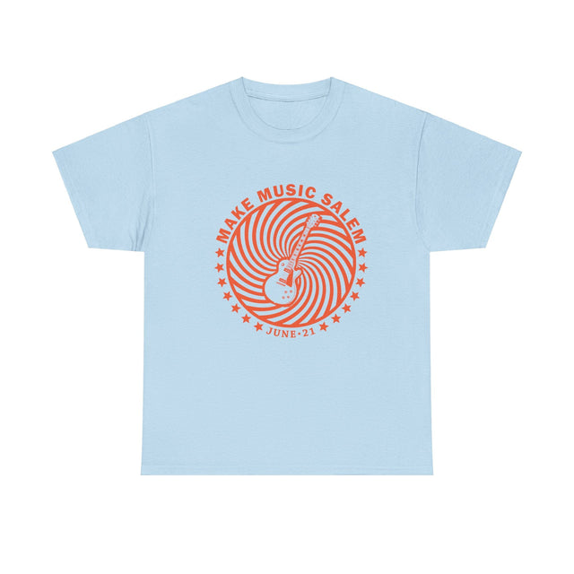 Make Music Day Salem Spiral Guitar Orange Logo T-Shirt T-Shirt Printify - RiverCity Rockstar Academy Music Store, Salem Keizer Oregon