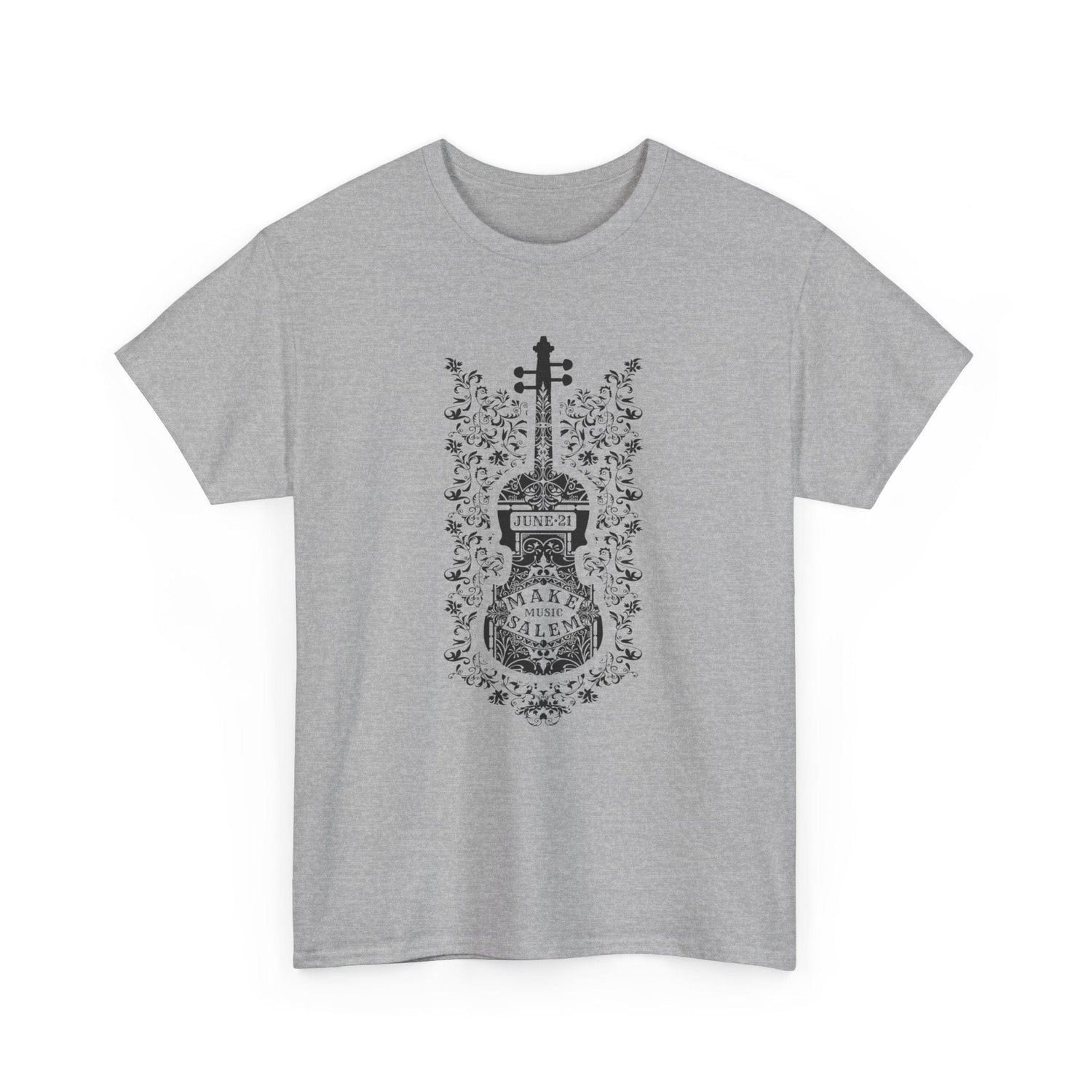 Make Music Day Salem Floral Violin Black Logo T-Shirt T-Shirt Printify - RiverCity Rockstar Academy Music Store, Salem Keizer Oregon