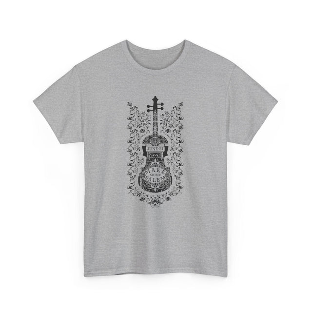 Make Music Day Salem Floral Violin Black Logo T-Shirt T-Shirt Printify - RiverCity Rockstar Academy Music Store, Salem Keizer Oregon