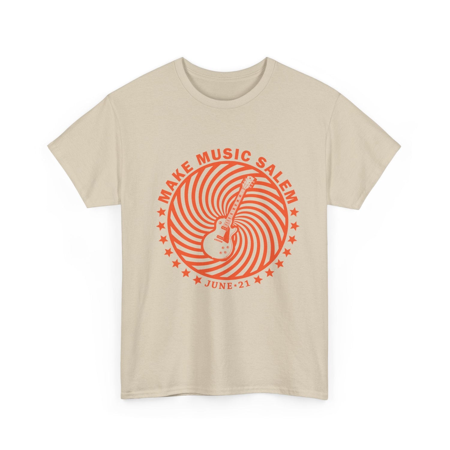 Make Music Day Salem Spiral Guitar Orange Logo T-Shirt T-Shirt Printify - RiverCity Rockstar Academy Music Store, Salem Keizer Oregon