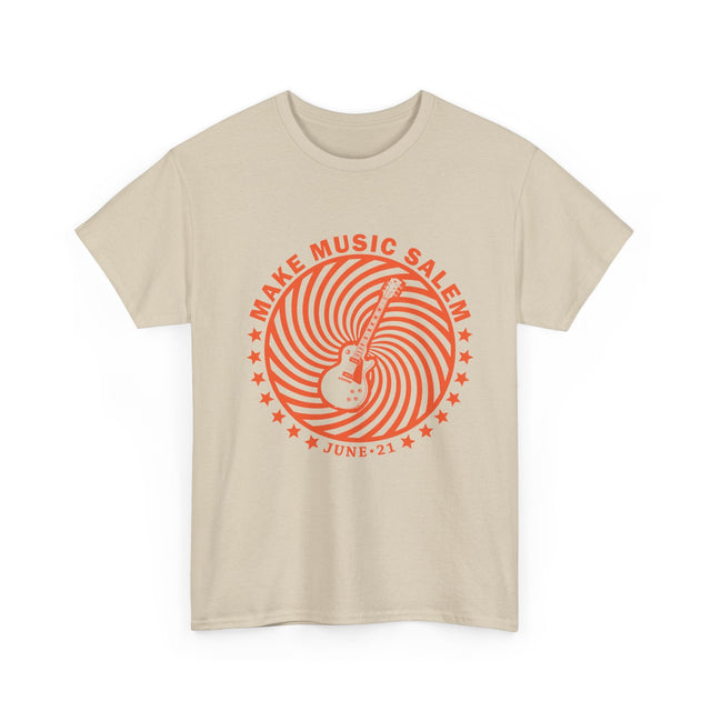 Make Music Day Salem Spiral Guitar Orange Logo T-Shirt T-Shirt Printify - RiverCity Rockstar Academy Music Store, Salem Keizer Oregon
