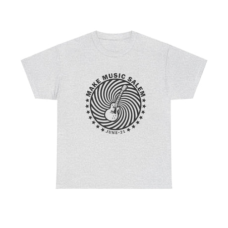 Make Music Salem Spiral Guitar T-Shirt T-Shirt Printify - RiverCity Rockstar Academy Music Store, Salem Keizer Oregon