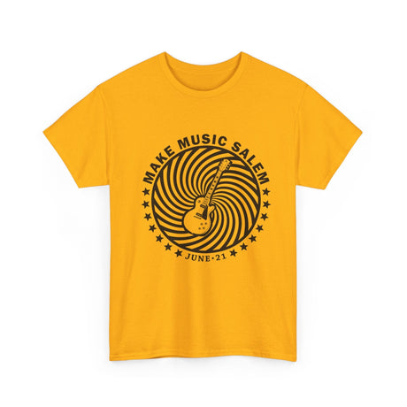 Make Music Salem Spiral Guitar T-Shirt T-Shirt Printify - RiverCity Rockstar Academy Music Store, Salem Keizer Oregon
