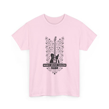 Make Music Day Salem Floral Guitar Black Logo T-Shirt T-Shirt Printify - RiverCity Rockstar Academy Music Store, Salem Keizer Oregon