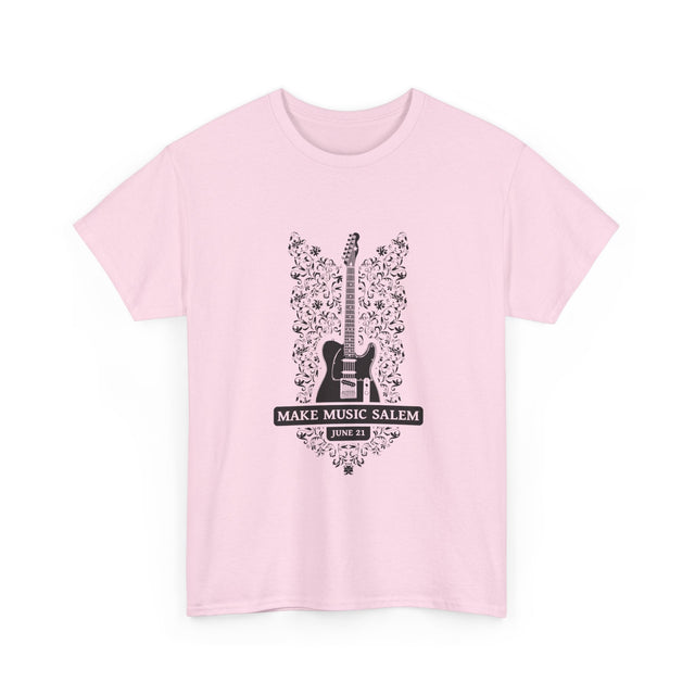 Make Music Day Salem Floral Guitar Black Logo T-Shirt T-Shirt Printify - RiverCity Rockstar Academy Music Store, Salem Keizer Oregon