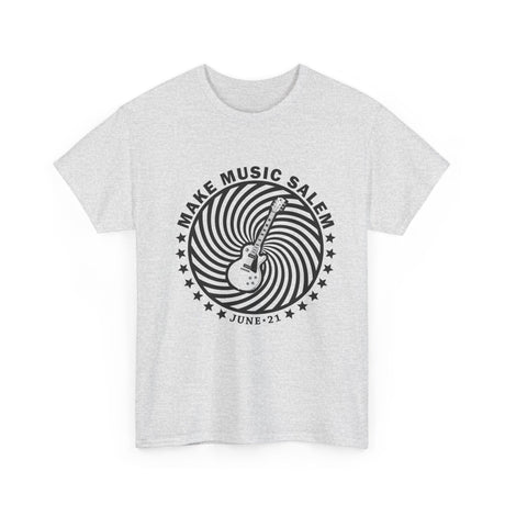 Make Music Salem Spiral Guitar T-Shirt T-Shirt Printify - RiverCity Rockstar Academy Music Store, Salem Keizer Oregon