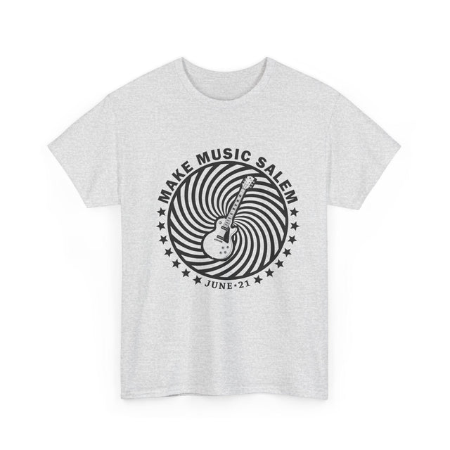 Make Music Salem Spiral Guitar T-Shirt T-Shirt Printify - RiverCity Rockstar Academy Music Store, Salem Keizer Oregon