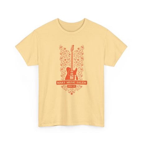 Make Music Salem Floral Guitar T-Shirt T-Shirt Printify - RiverCity Rockstar Academy Music Store, Salem Keizer Oregon