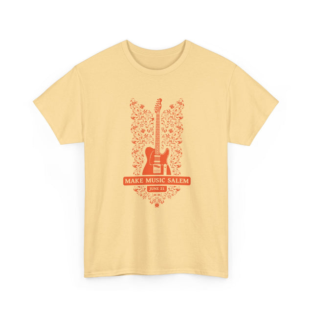 Make Music Salem Floral Guitar T-Shirt T-Shirt Printify - RiverCity Rockstar Academy Music Store, Salem Keizer Oregon