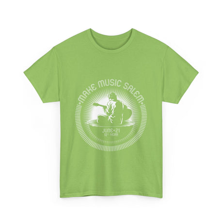 Make Music Day Salem Guitar Guy White Logo T-Shirt T-Shirt Printify - RiverCity Rockstar Academy Music Store, Salem Keizer Oregon