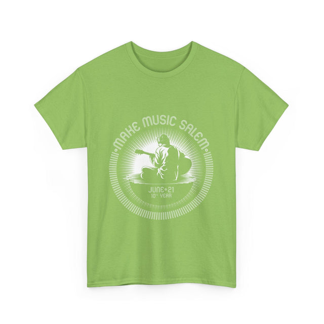Make Music Day Salem Guitar Guy White Logo T-Shirt T-Shirt Printify - RiverCity Rockstar Academy Music Store, Salem Keizer Oregon