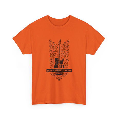 Make Music Day Salem Floral Guitar Black Logo T-Shirt T-Shirt Printify - RiverCity Rockstar Academy Music Store, Salem Keizer Oregon