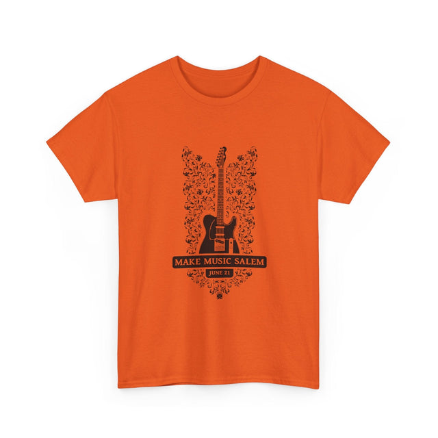 Make Music Day Salem Floral Guitar Black Logo T-Shirt T-Shirt Printify - RiverCity Rockstar Academy Music Store, Salem Keizer Oregon
