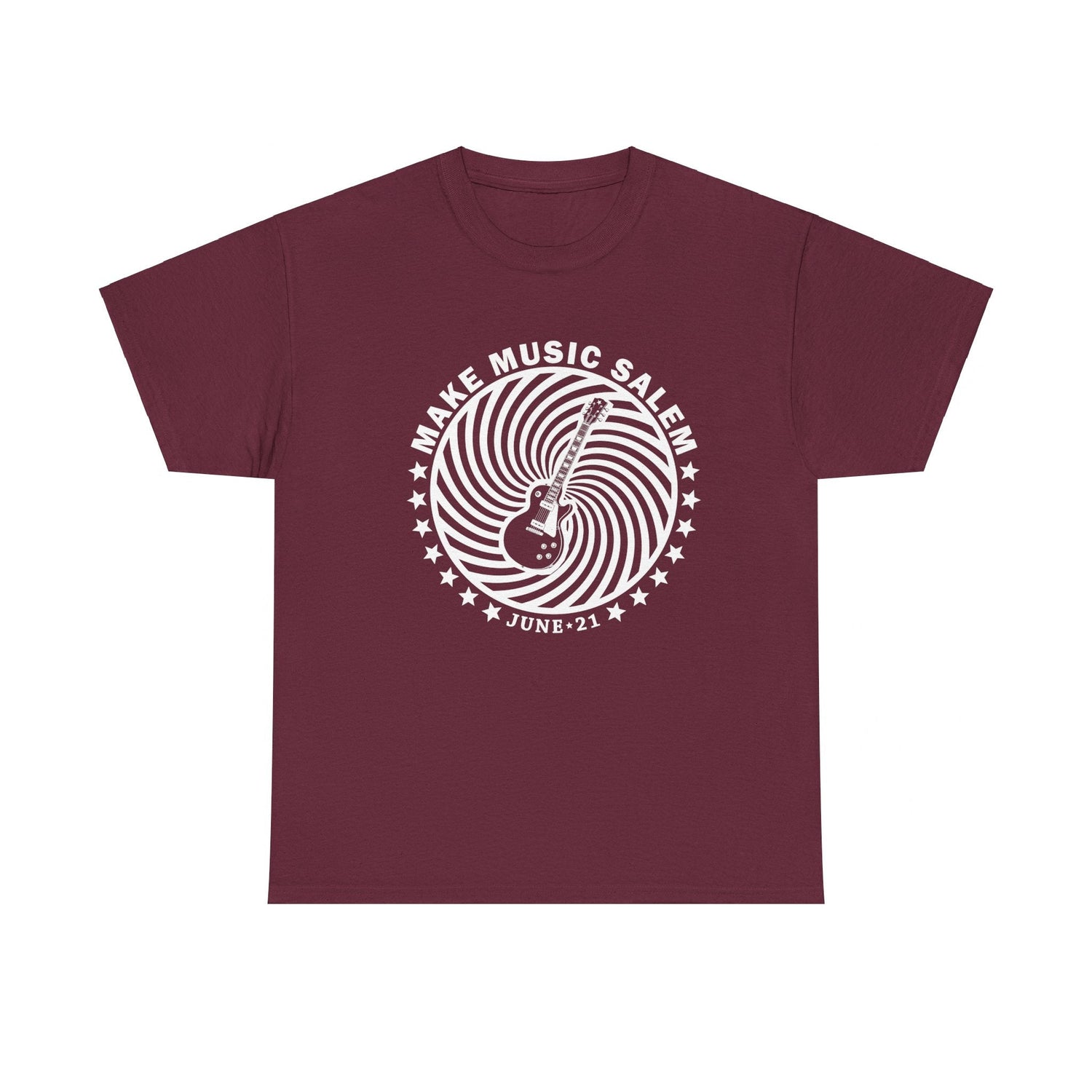 Make Music Salem Guitar Spiral T-Shirt T-Shirt Printify - RiverCity Rockstar Academy Music Store, Salem Keizer Oregon