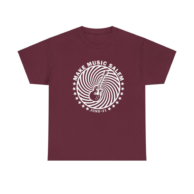 Make Music Salem Guitar Spiral T-Shirt T-Shirt Printify - RiverCity Rockstar Academy Music Store, Salem Keizer Oregon