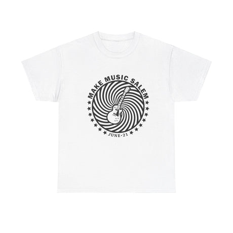 Make Music Salem Spiral Guitar T-Shirt T-Shirt Printify - RiverCity Rockstar Academy Music Store, Salem Keizer Oregon