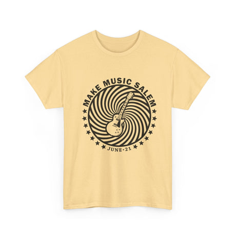 Make Music Salem Spiral Guitar T-Shirt T-Shirt Printify - RiverCity Rockstar Academy Music Store, Salem Keizer Oregon
